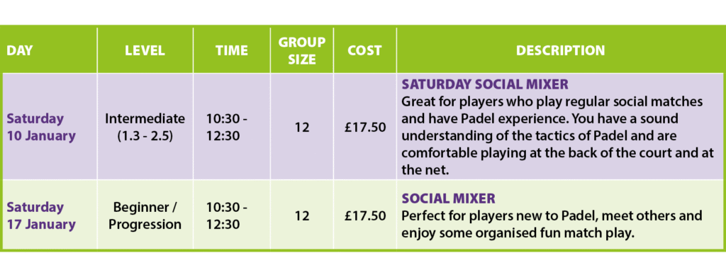 Padel Timetable_Jan 26 extras